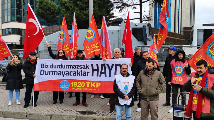 Emperyalist-siyonist barbarlığa karşı İsrail Konsolosluğu önündeydik